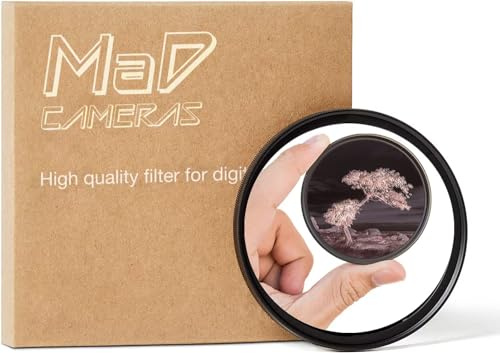 MaD Camera - 82mm R72 IR Infrared Filter - 720nm Premium DSLR Lens Filter for High-Contrast Black & White Photography - Ideal for Landscape & Still Life