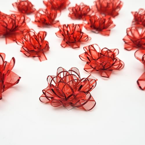 ZYOOO Geschenkschleife Rot,18 Stück Selbstklebend Geschenk-Schleifen zur Weihnachten, Geburtstagen und Hochzeiten Geschenkedeko