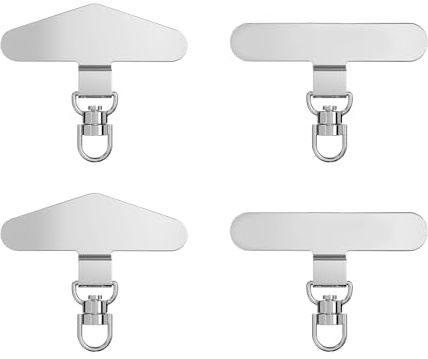 Rieoany 4 Piezas Parches para Teléfono Móvil, Correa Movil Colgar, Colgante para Teléfono Móvil de Metal de Acero Inoxidable, Compatibles con La Mayoría de Phones