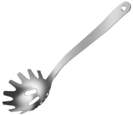 MUELODSIC Cuchara para Espaguetis de Acero Inoxidable con Dientes Colador para Fideos y Ramen Utensilio Resistente para Servir y Cocinar Cocina