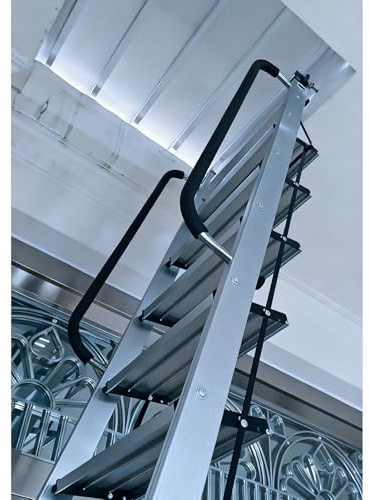 Escaleras para Áticos Escalera de Ático Plegable para Trampilla de Techo, Escaleras de Loft de Aluminio con Pasamanos Dobles y Pedales Antideslizantes, Escalera Plegable(3.49 m/11.4 ft-12 Steps)