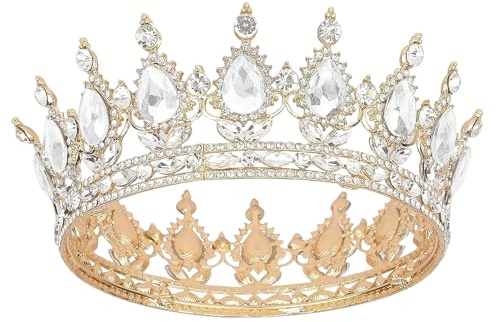 Krone Damen,Krone Für Torte, Diadem Gold, Strass Kronen, Mädchen, Prinzessinnen,Geburtstag Party, Braut Geburtstag Hochzeit Festzug Und Besondere Anlässe, Elegante Dekoration, Hochwertige Verarbeitung