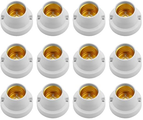 Lot de 12 Douilles E27 Vintage Blanc – Support Ampoule E27 Universel pour Ampoule LED Edison, Douille Lampe E27 pour Suspension Luminaire, Décoration DIY Maison