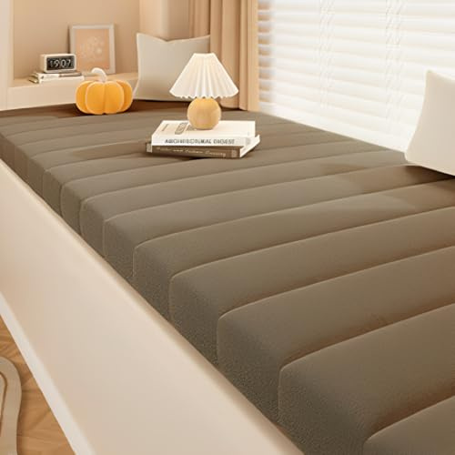 XZQYYY Bankauflage Bankkissen 150x35cm, 6cm Dick Sitzauflage Bank mit Rutschfester Unterseite, Sitzkissen Bank mit Reißverschluss, Waschbares Bankauflage, Gartenbank Auflage, Karamellkaffee