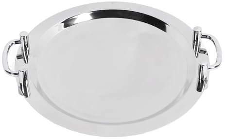 Mtlavishness Piatto da Buffet in Acciaio Inossidabile con Finitura a Specchio Luminoso Vassoio da Portata con Manico per Hotel Ristorante Banchetti a Forma di Lunghezza 46 cm 18 (Rotondo (diametro