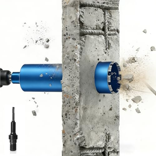Pour le Béton Lourd | L460mm Ø200mm 1¼ UNC | avec Adaptateur SDS PLUS | Trépan Couronne de Forage à sec et Humide | Scie Cloche Diamètre Chantier Carrelage pour Maçonnerie Pierre Granit Brique