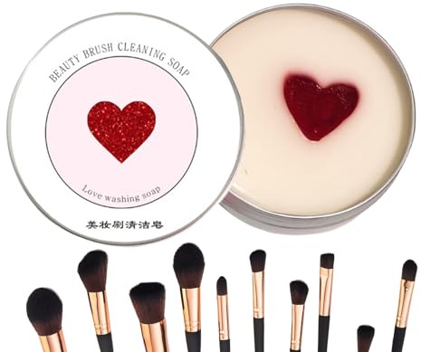 Makeup Brush Soap Heart-Shaped Soap | Makeup Brushes Cleaner for Foundation Eyeshadow Bronzer Blender Loose Powder Sponges Cosmetic Beauty Vanity