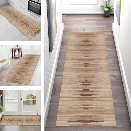 SGLGSTORE Tappeto Passatoia Cucina Antiscivolo Lavabile Tappeti Runner per ingresso interno Marrone Antimacchia Tappeto Cucina Corridoio 44X120CM Soggiorno camera da letto Tappetino