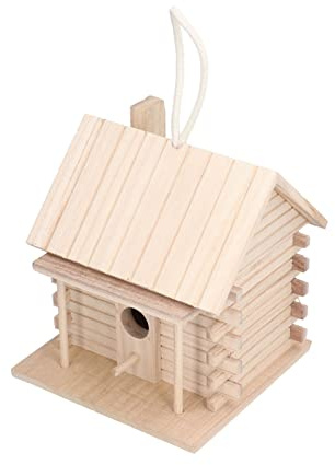 Acouto Nichoir à Oiseaux en Bois Suspendu, Cabane en Rondins, Nichoir pour Décoration Extérieure et Intérieure des Oiseaux et Environnement Durable