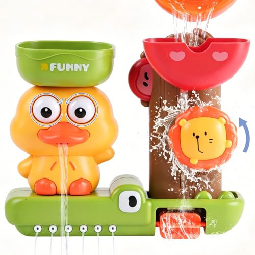 AUAUY Badespielzeug Baby, 1-3 Jahre, 3 Saugnäpfe, Gelbe Ente, Badewanne | Wasserspielzeug Kinder Spielzeug, Jungen, Mädchen, Geschenk Geburtstag, ab 18 Monaten, Lustig, Badezeit