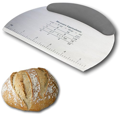 Straight Edge Dough & Pastry Scraper - Ruler For Measuring, Portioning & Cutting - Semi-Flexible Paddle. Used in Baking, Bread-Making, Cake Fondant & Icing - 15cm/6” - Ideal for Food Processor Bowl