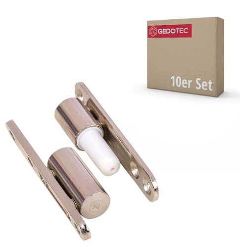 Gedotec Renovier-Bänder Stahl vernickelt | 10 Stk Tür- & Fensterscharnier 40 kg | wartungsfreie Gleitlagertechnik | Ø 15 mm | Für Holz- & Kunststoff-Türen/Fenster | 2-teiliges Aufschraub-Scharnier