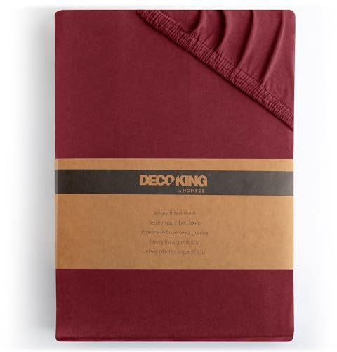 DecoKing Spannbettlaken 200x220 220x240 cm 100% gekämmte Baumwolle Amber | Bordeaux Spannbetttücher Jersey Boxspringbett 200 x 220 220 x 240