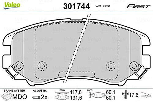 Valeo Juego de 4 Pastillas de Freno Essential 301744, Eje Delantero