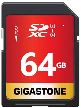 GIGASTONE 64GB SDXC Speicherkarte, bis zu 80 MB/s für Digitalkameras Canon Sony Olympus PC, UHS-I U1 Klasse 10