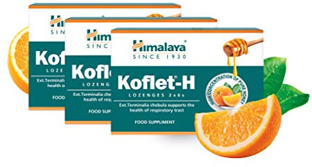Himalaya Pastillas Koflet-H - Fortificadas con miel, hierbas y especias calmantes (Naranja, paquete de 3)