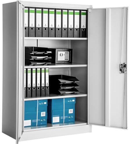 TecTake 800412 Armoire de Bureau Metallique Verrouillable avec Étagères - diverses Tailles au Choix (140x90x40 cm | No. 402482)