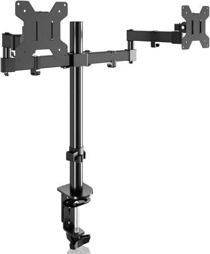 Bracwiser Dual Monitor Mount, 13-32 tum LCD-LED-skärmar, lutning vridbar rotation höjd justerbar, PC-skärm armskrivbordsmontering upp till 10 kg VESA 75/100 mm