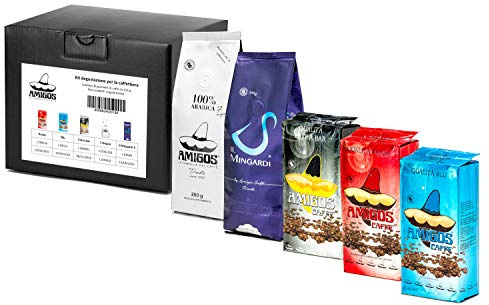 Amigos Caffè - Kit degustazione caffè tostato macinato per la moka (5 confezioni da 250 g)
