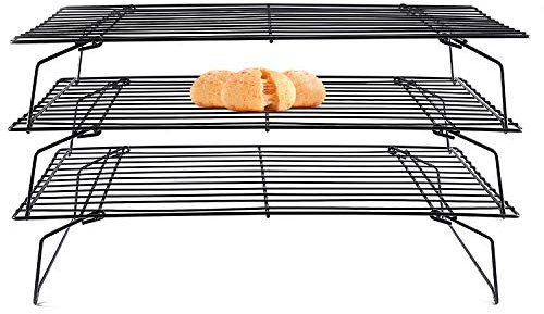 Cooling Rack, Lainrrew 3 Tier Stackable Baking Rack Stainless Steel Wire Cooking Rack for Cooking Roasting Cooling, Collapsible & Foldable, Dishwasher & Oven Safe