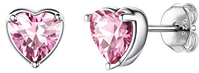 Shuxin 925 Sterling Silver Heart Stud Earrings for Women, October Birthstone, 7mm Small Sleeper Cartilage Tragus Studs for Girls, Wife, Girlfriend