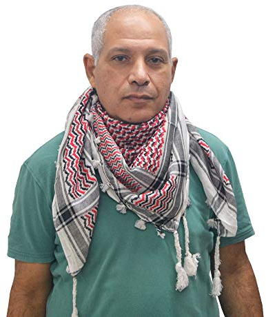 Horus Artesanía de Egipto. Pañuelo palestino palestina shemagh keffiyeh hatta árabe wrap bufanda unisex. 100% algodón roja blanca negra (Roja blanca)