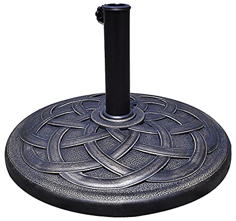 GOPLUS Sonnenschirmständer, Schirmständer für Schirmstöcke 38mm / 48mm, Sonnenschirm Ständer φ 55cm, Sonnenschirm Fuß 20kg, Marktschirmständer aus Harz & Edelstahlrohr, Balkonschirmständer Bronze