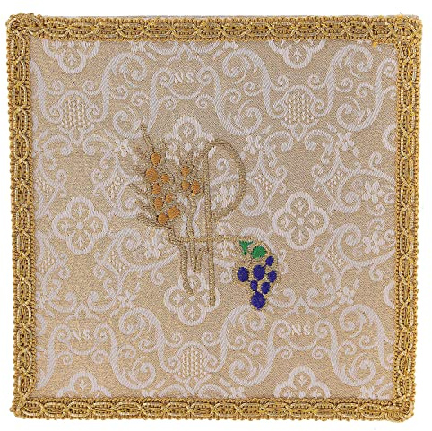 Holyart Altar linens: Chi-Rho chalice pall ivory jacquard