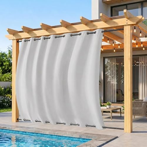 Rosnek Outdoor Vorhang Wetterfest Obere Ösen,2 Stück Gewichtet Outdoorvorhänge 243x254cm Outdoor Vorhänge Wasserdicht Außenvorhang,Winddicht Balkon Gardinen für Terrasse,Pergola,Pavillon