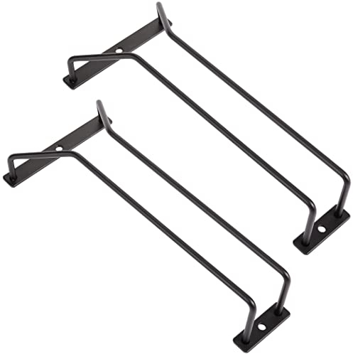 Dianoo Lot de 2 porte-verres à vin sous armoire en métal noir, support de verres à pied sous étagère, support de rangement pour verres à vin, 24,5 cm