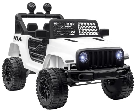 HOMCOM Voiture Électrique pour Enfants 12 V 5 km/h Max. 100x65x72cm Blanc | Roue Arrière Motrice, avec Télécommande, Son et Effet Lumineux