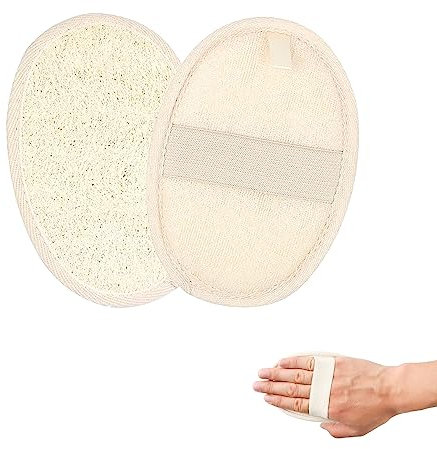 2pcs Natural Loofah Sponge Exfoliating Body Scrubber,Eco-Friendly & Biodegradable Bath Loofa Pads,Exfoliating Loofah Sponge,hower Body Exfoliator Scrubbing Pads for Women and Men,Shower(Beige)