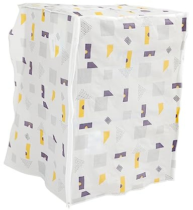 Hohopeti Waterproof Sunscreen Washing Machine Cover for Drum Washer, Anti-splash Dustproof Protective Cover with Geometric Print, Suitable for Outdoor Use
