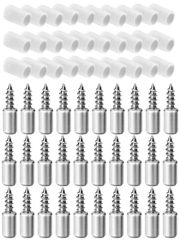 60pcs Shelf Support Pegs, Shelf Support, Self-Tapping Screws Cabinet Laminate Support, Screws Shelf Support Pegs with Non-Slip Sleeve Shelf Pins for Furniture & Cabinet Closet Shelf Support