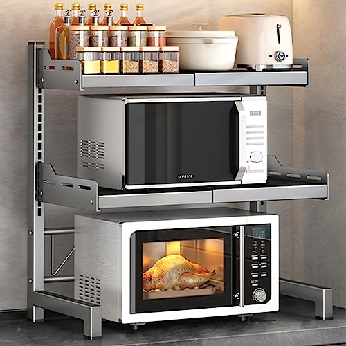 Microwave Oven Rack Adjustable Microwave Rack Modern Kitchen Decor Space-Saving Kitchen Storage Solution Durable Electric Oven Holder Shelf (Color : Gray, Size : 60cm) ( Color : Gris , Size : 75cm )
