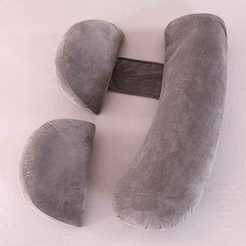 GKXLH Schwangerschaftskissen zum Schlafen – Schwangerschaftskissen, Unterstützung für Rücken, Hüfte und Beine, weicher Samt, Mutterschaftskissen für Schwangere, abnehmbar, verstellbar, mit