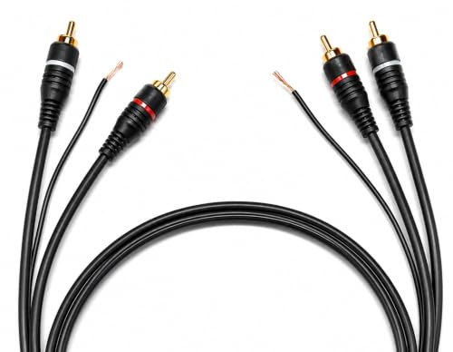 DRUT Câble de Terre pour mélangeur de Platine Phono Double RCA vers RCA de 1 m avec câble de bornes de Terre (3,3 Pieds)
