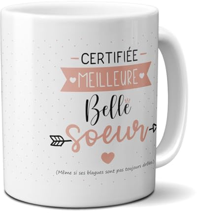 DECOHO Tazza certificata Best Belle Sister, tazza regalo compleanno o Natale, 33 cL, ceramica stampata in Francia