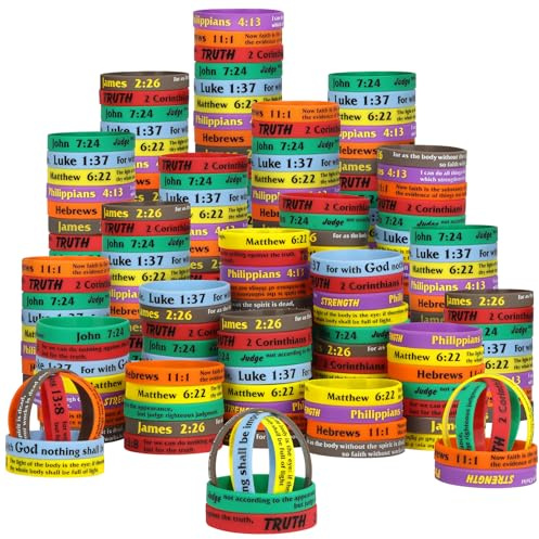 LVNRIDS Inspirierende Bibelvers Silikon Armbänder, Religiöse Silikonarmbänder Gummi Elastic Armband für Männer Frauen Christliche Geschenke für Kirche Schule Weihnachten Ostern