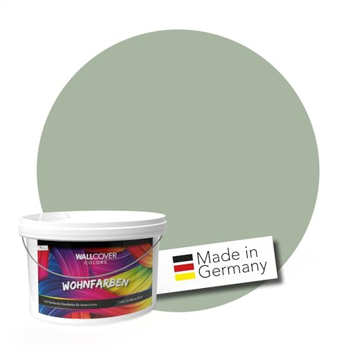 WALLCOVER Peinture murale de qualité supérieure | Vert Sauge | 2.5L = 20m² | Pour les intérieurs à très haut pouvoir couvrant (classe 1) | Finition mate | Fabriquée en Allemagne