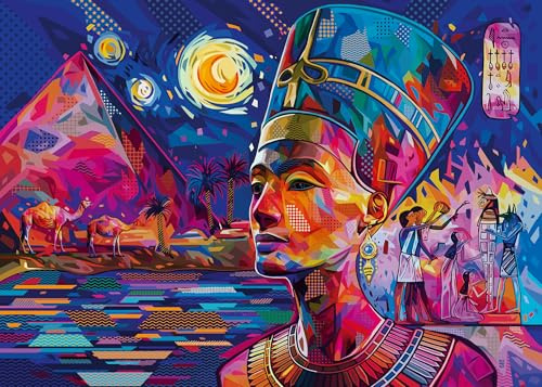 Ravensburger - Puzzle Nefertiti en el Nilo, 1000 Piezas para Adultos, Pegamento para Enmarcar, Rompecabezas, Regalos, 70cm