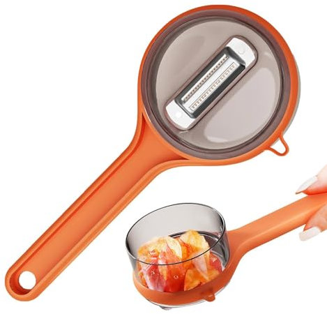 Pelaverdure con contenitore, strumento multifunzione per cucina, pelapatate con lame in acciaio inox, pelapatate con impugnatura antiscivolo, lama affilata, pelapatate da cucina