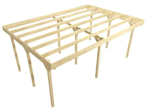 Wood & Play Holzgaragenunterstand - Carport mit Zwei Stationen - Dakota I - Hochwertige Verarbeitung - Selbstmontage - Stabil und langlebig - Solide Basis - 720 x 500 cm - 12 x 12 x 290 cm Pfosten