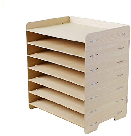 Aktenmagazinhalter 7-stufige Dokumenten- und Zeitschriften-Dokumentenorganisatoren, Desktop-Abbruch-Aufbewahrungsorganisationen aus Holz, Aufbewahrungsboxen mit Archivhalterung Zeitschriftenhalter ( C
