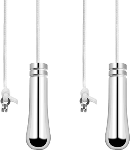 LbsAMP 2 Pieces Bathroom Light Pull Cord Handle with Cord Connector 150cm | Light Pull Chain Extension Weighted Cord Pull Ends for Bathroom Toilet Lights Ceiling Light Fan Switch - Chrome