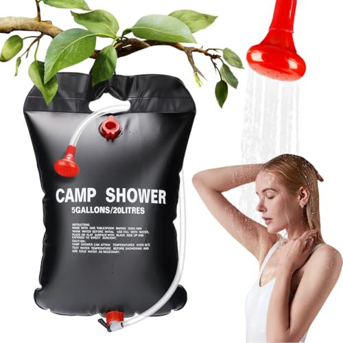 DANNEEFORSU7 Solar Shower Bag, 20L Solar Camping Shower Bag, Portable Heating Camping Shower Bag, Shower Bag for Beach Swimming Traveling Hiking Picnic Camping Backpacking Dog Garden Outdoor Shower