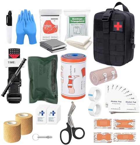 KUWUNG 49 Stück Erste Hilfe Set Outdoor, Erste Hilfe Trauma Set, First Aid Kit Military, Survival Set First Aid Kit, Medizinische Taktische Tasche für Outdoor Zuhause, Auto, Outdoor-Camping