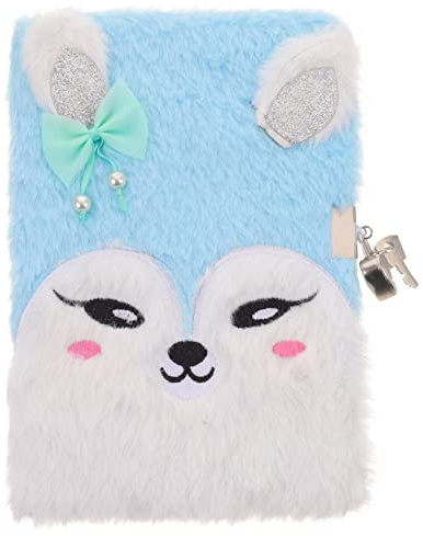 ifundom Quaderno con Lucchetto per Ragazzo Ragazza con Peluche a Forma di Volpe, Diario Creativo Blu per Scrittura e Disegno, Regalo per Festival e Capodanno