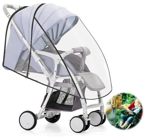 Regenschutz für Kinderwagen, Universal Regenverdeck Kinderwagen Buggy Komfort Classic RainCover für Sportwagen Kinderwagen mit Babywanne Sportsitz Schadstofffrei Transparent Gute Luftzirkulation (A)