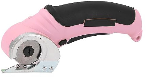 Cordless Fabric Cutter, 240RPM Speed Electric Scissors for Cutting Fabric, Rechargeable with Safety Lock Switch for Fabric Leather Craft 6mm Max Cutting Size (Pink)
